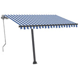 Vidaxl luifel automatique avec led et capteur de vent 300x250 cm blanc bleu
