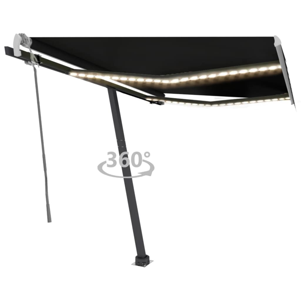 Vidaxl Luifel extensible manuellement avec une couleur anthracite LED 350x250 cm