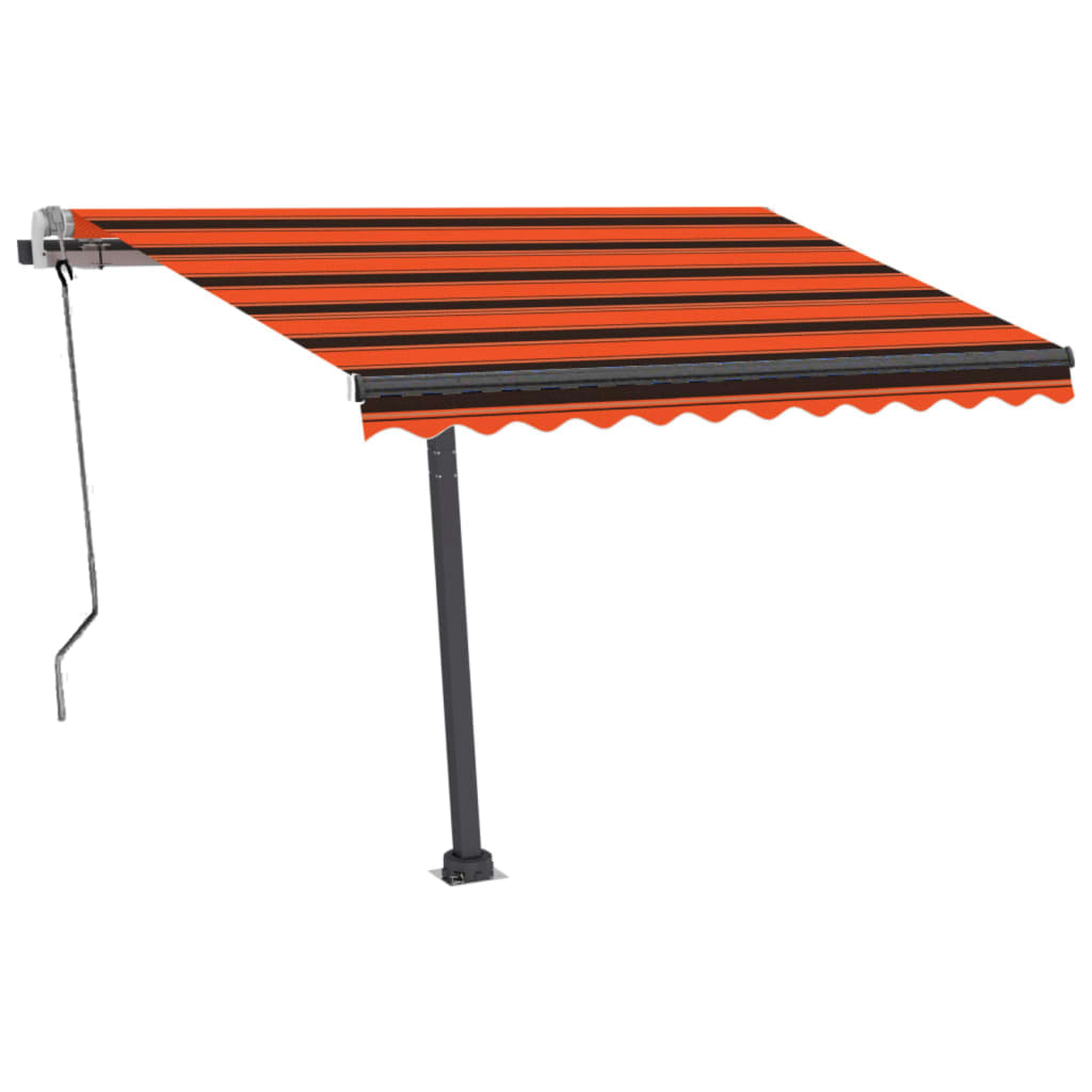 Vidaxl Luifel extensible manuellement avec LED 350x250 cm orange et brun