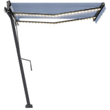 Vidaxl Laifel automatique avec led et capteur de vent 350x250 cm blanc bleu