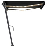 Vidaxl luifel automatique avec led et capteur de vent 350x250 cm anthracite
