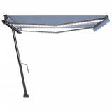 Vidaxl Luifel extensible manuellement avec LED 400x300 cm bleu et blanc