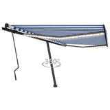 Vidaxl Luifel extensible manuellement avec LED 450x300 cm bleu et blanc