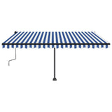 Vidaxl Luifel extensible manuellement avec LED 450x300 cm bleu et blanc