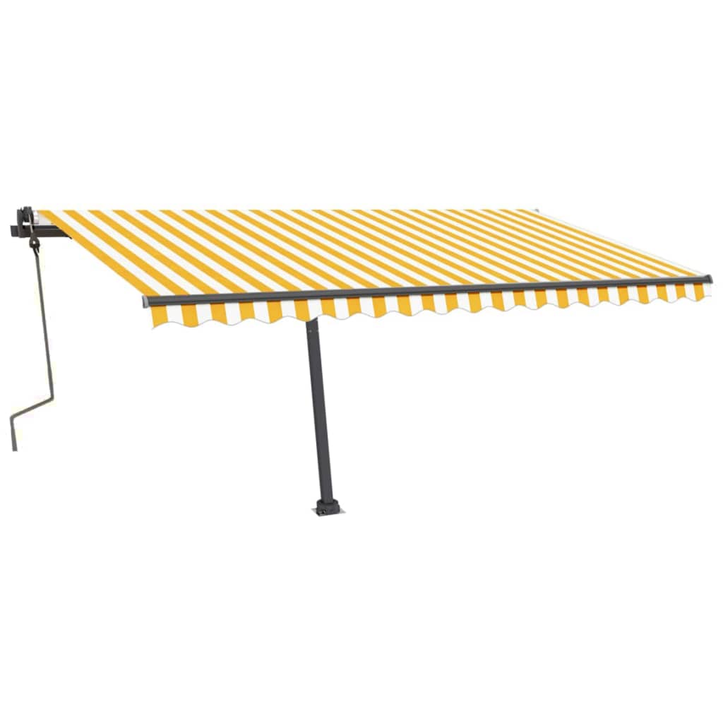 Vidaxl Luifel extensible manuellement avec LED 450x300 cm jaune et blanc