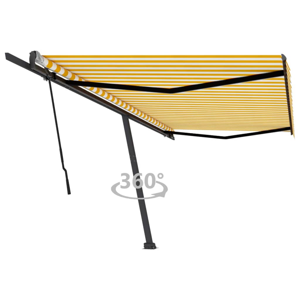 Vidaxl Luifel détaché étend manuellement 500x300 cm jaune et blanc