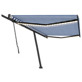 Vidaxl Luifel extensible manuellement avec LED 500x300 cm bleu et blanc
