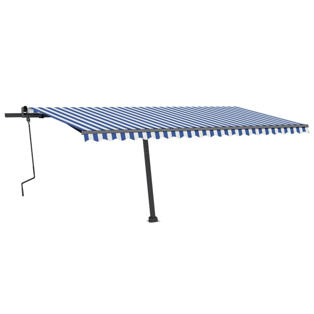 Vidaxl Luifel extensible manuellement avec LED 500x300 cm bleu et blanc