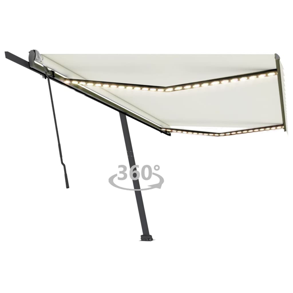 Vidaxl Luifel extensible manuellement avec la Crème LED 500x300 cm -Colored