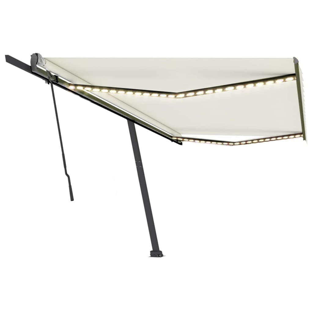 Vidaxl Luifel extensible manuellement avec la Crème LED 500x300 cm -Colored