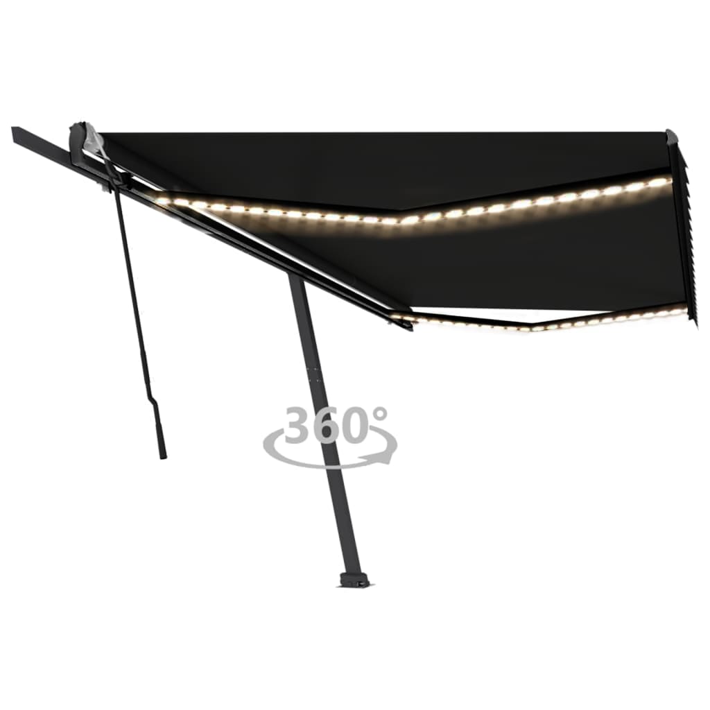 Vidaxl Luifel extensible manuellement avec une couleur anthracite LED 500x300 cm