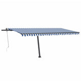 Vidaxl luifel automatique avec led et capteur de vent 500x300 cm blanc bleu