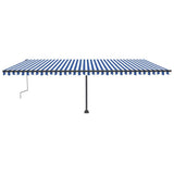 Vidaxl Luifel extensible manuellement avec LED 600x300 cm bleu et blanc