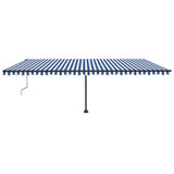 Vidaxl luifel automatique avec led et capteur de vent 600x300 cm blanc bleu
