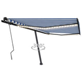 Vidaxl Luifel extensible manuellement avec LED 400x350 cm bleu et blanc