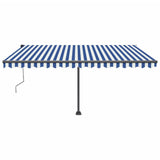 Vidaxl luifel automatique avec led et capteur de vent 400x350 cm blanc bleu