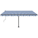 Vidaxl luifel automatique avec led et capteur de vent 450x350 cm blanc bleu