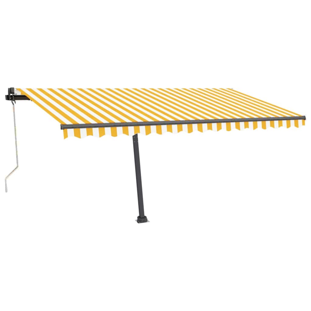 Vidaxl luifel automatique avec led et capteur de vent 450x350 cm blanc jaune