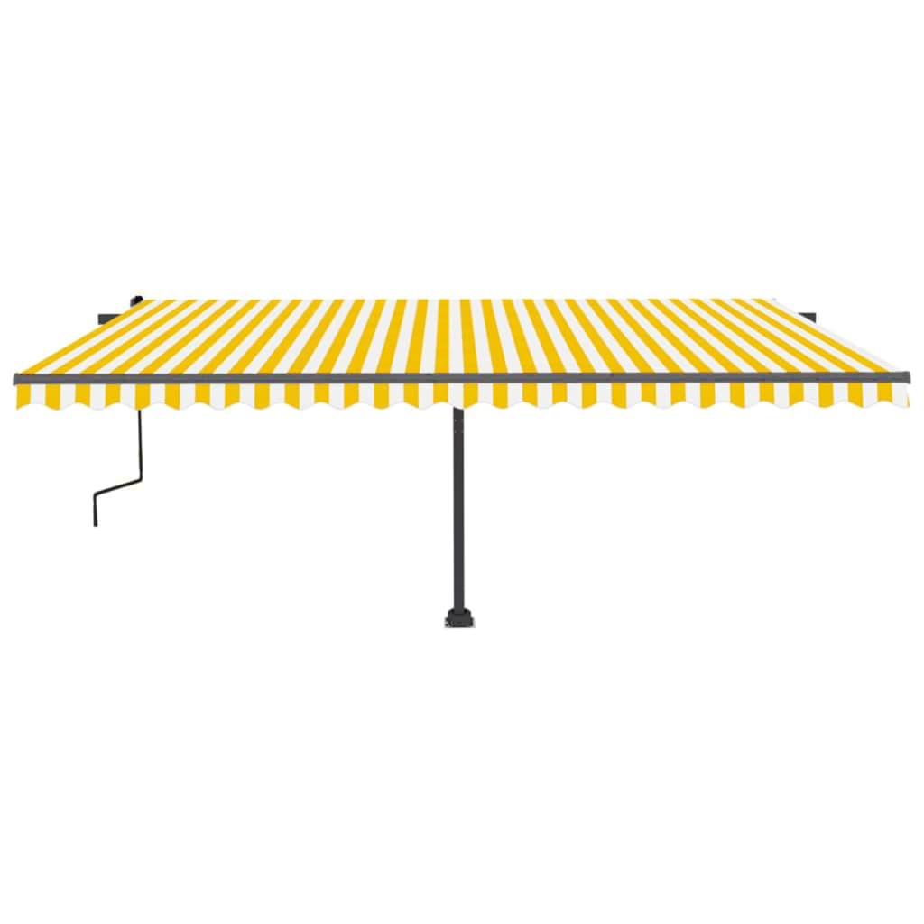 Vidaxl Luifel détaché étend manuellement 500x350 cm jaune et blanc