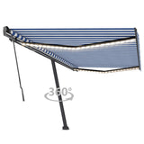 Vidaxl Luifel extensible manuellement avec LED 500x350 cm bleu et blanc
