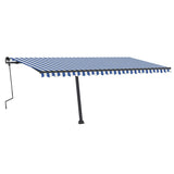 Vidaxl Luifel extensible manuellement avec LED 500x350 cm bleu et blanc