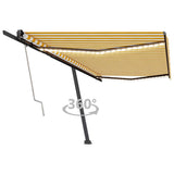 Vidaxl luifel automatique avec led et capteur de vent 500x350 cm blanc jaune