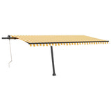 Vidaxl luifel automatique avec led et capteur de vent 500x350 cm blanc jaune