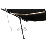 Vidaxl luifel automatique avec led et capteur de vent 500x350 cm anthracite