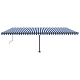 Vidaxl luifel automatique avec led et capteur de vent 600x350 cm blanc bleu
