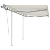 Vidaxl luifel extensible manuellement avec des poteaux 3x2,5 m crème -colored