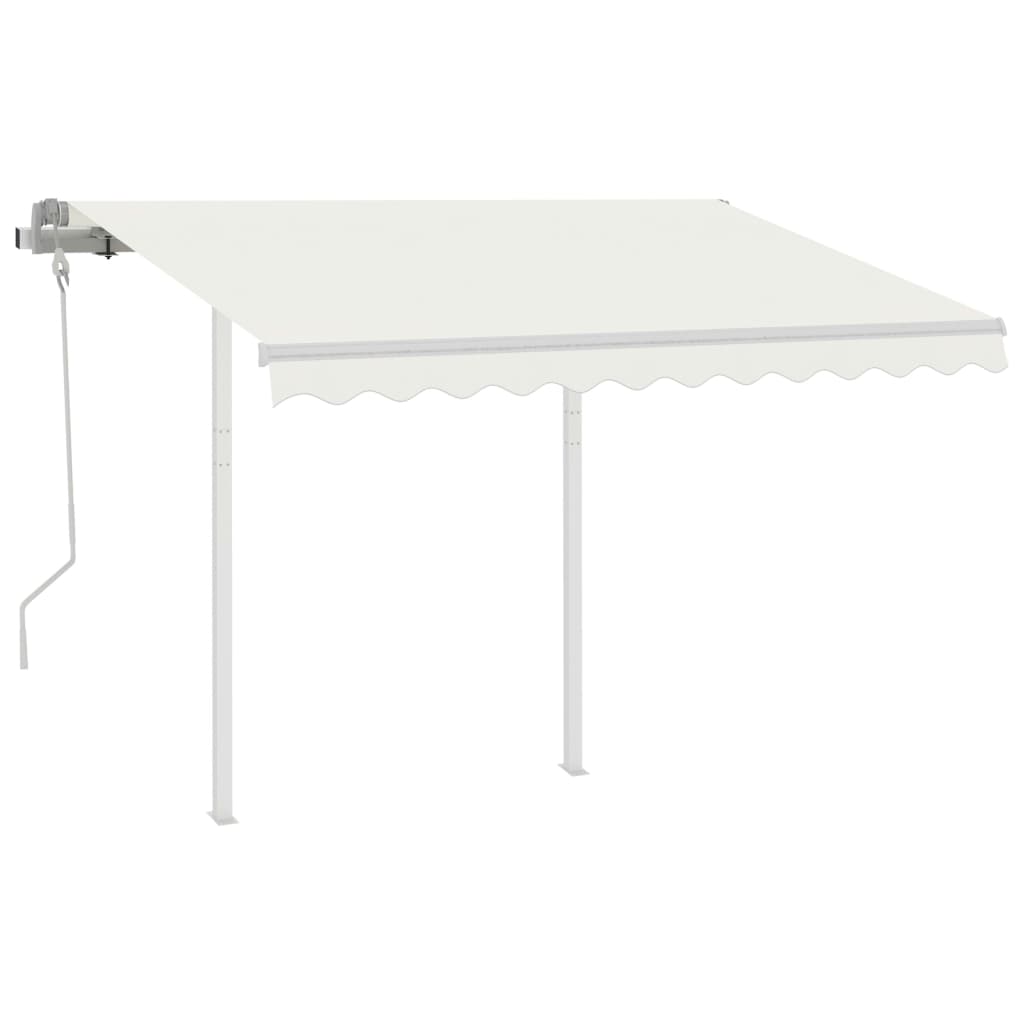 Vidaxl luifel extensible manuellement avec des poteaux 3x2,5 m crème -colored