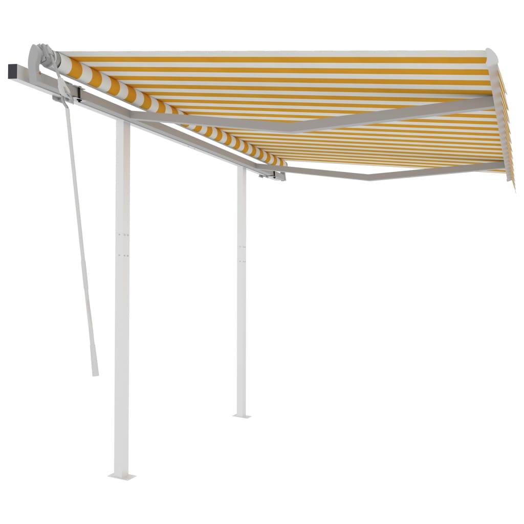 Vidaxl luifel extensible manuellement avec des poteaux 3x2,5 m jaune et blanc