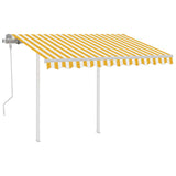 Vidaxl luifel extensible manuellement avec des poteaux 3x2,5 m jaune et blanc