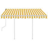 Vidaxl luifel extensible manuellement avec des poteaux 3x2,5 m jaune et blanc
