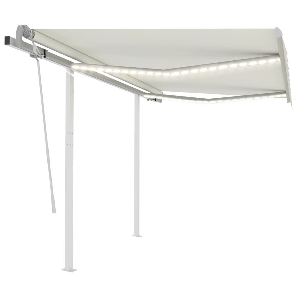 Vidaxl luifel extensible manuellement avec LED 3x2,5 m crème -colored