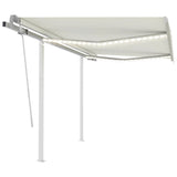 Vidaxl luifel extensible manuellement avec LED 3x2,5 m crème -colored