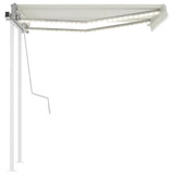 Vidaxl luifel extensible manuellement avec LED 3x2,5 m crème -colored