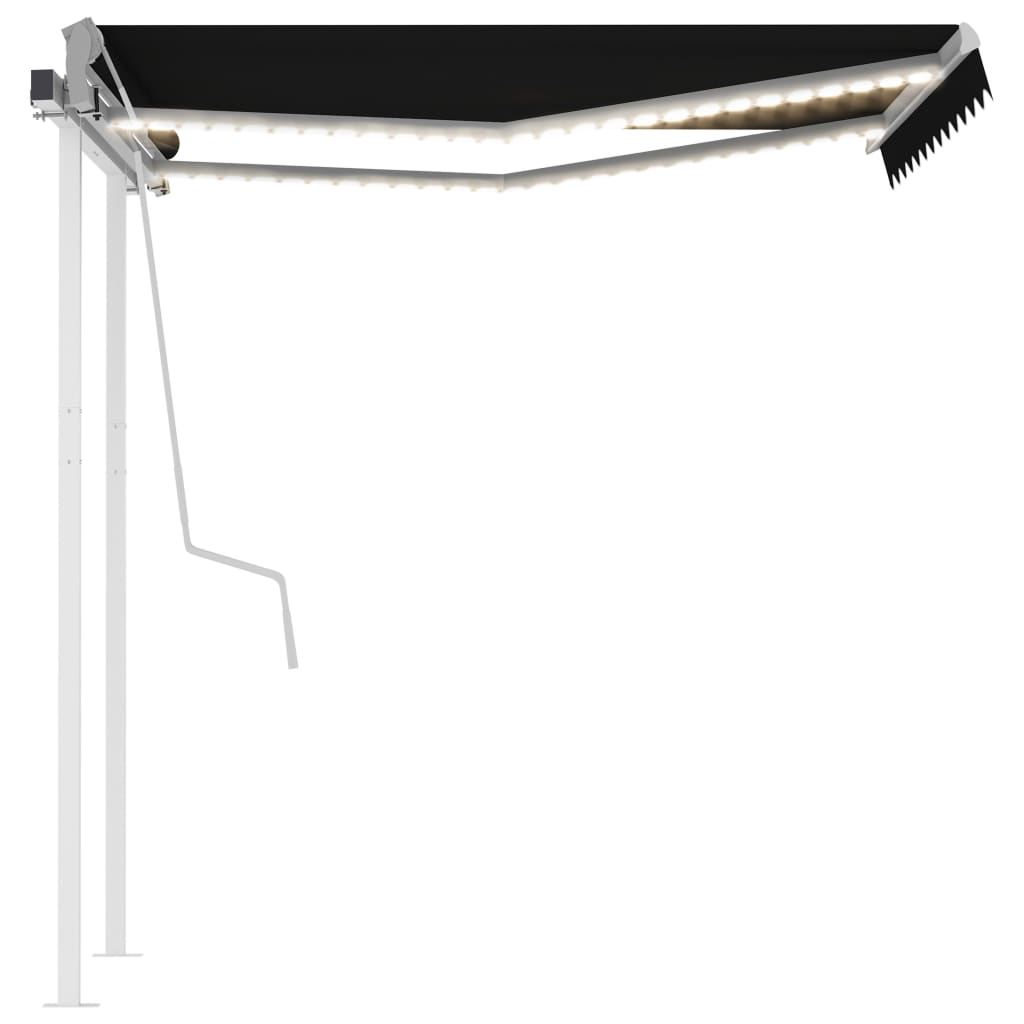 Vidaxl Luifel extensible manuellement avec un LED 3x2,5 M anthracite -colored
