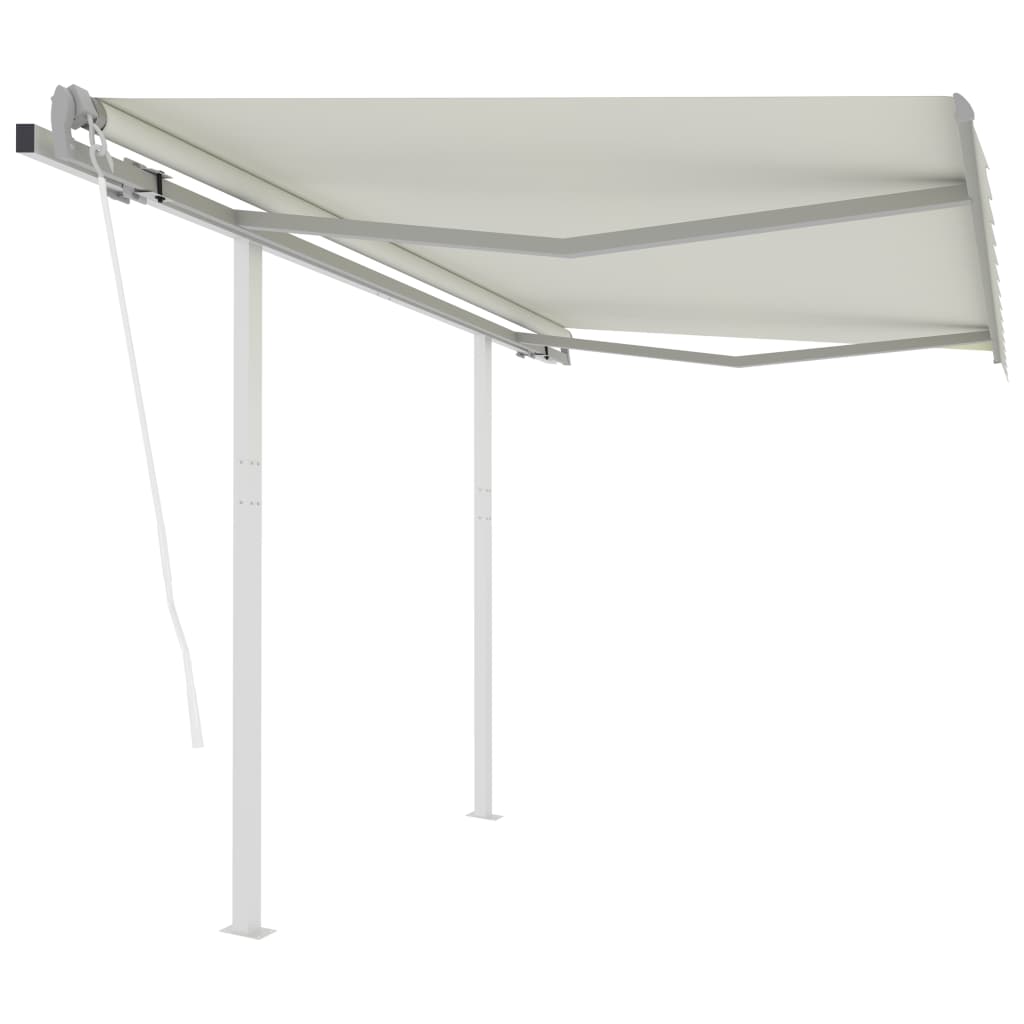 Vidaxl Luifel a automatiquement extensible avec des poteaux 3x2,5 M CRAME -COLORES