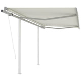 Vidaxl Luifel a automatiquement extensible avec des poteaux 3x2,5 M CRAME -COLORES