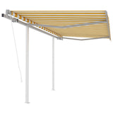 Vidaxl Luifel a automatiquement extensible avec des poteaux 3x2,5 m jaune et blanc