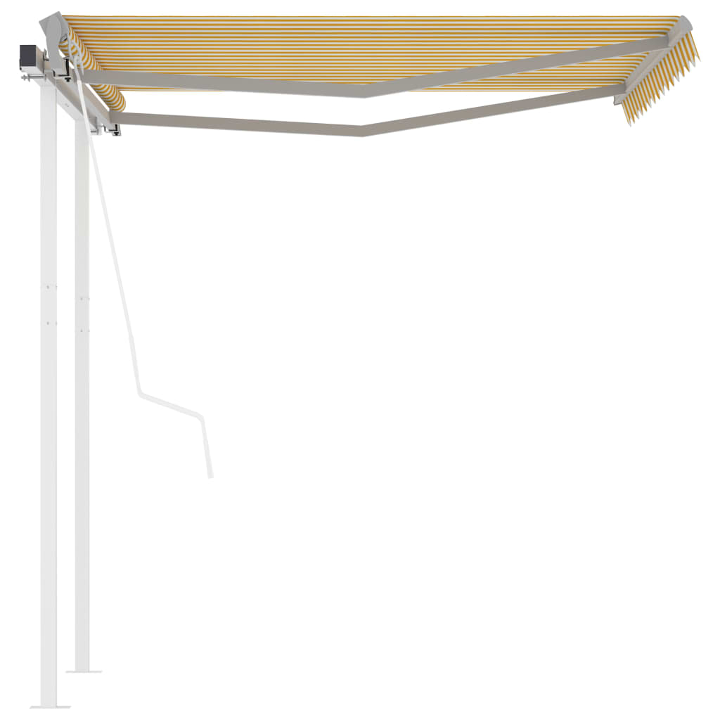 Vidaxl Luifel a automatiquement extensible avec des poteaux 3x2,5 m jaune et blanc