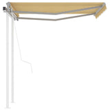 Vidaxl Luifel a automatiquement extensible avec des poteaux 3x2,5 m jaune et blanc