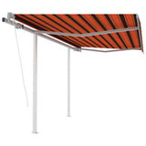 Vidaxl Luifel a automatiquement extensible avec des poteaux 3x2,5 m orange brun