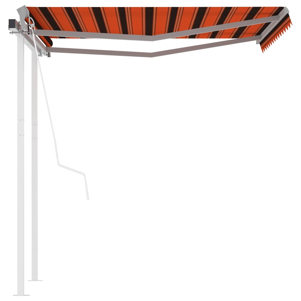 Vidaxl Luifel a automatiquement extensible avec des poteaux 3x2,5 m orange brun
