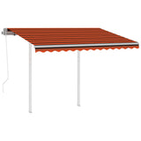 Vidaxl Luifel a automatiquement extensible avec des poteaux 3x2,5 m orange brun