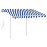 Vidaxl Luifel extensible manuellement avec des poteaux de 3,5 x 2,5 m bleu et blanc