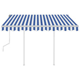 Vidaxl Luifel extensible manuellement avec des poteaux de 3,5 x 2,5 m bleu et blanc
