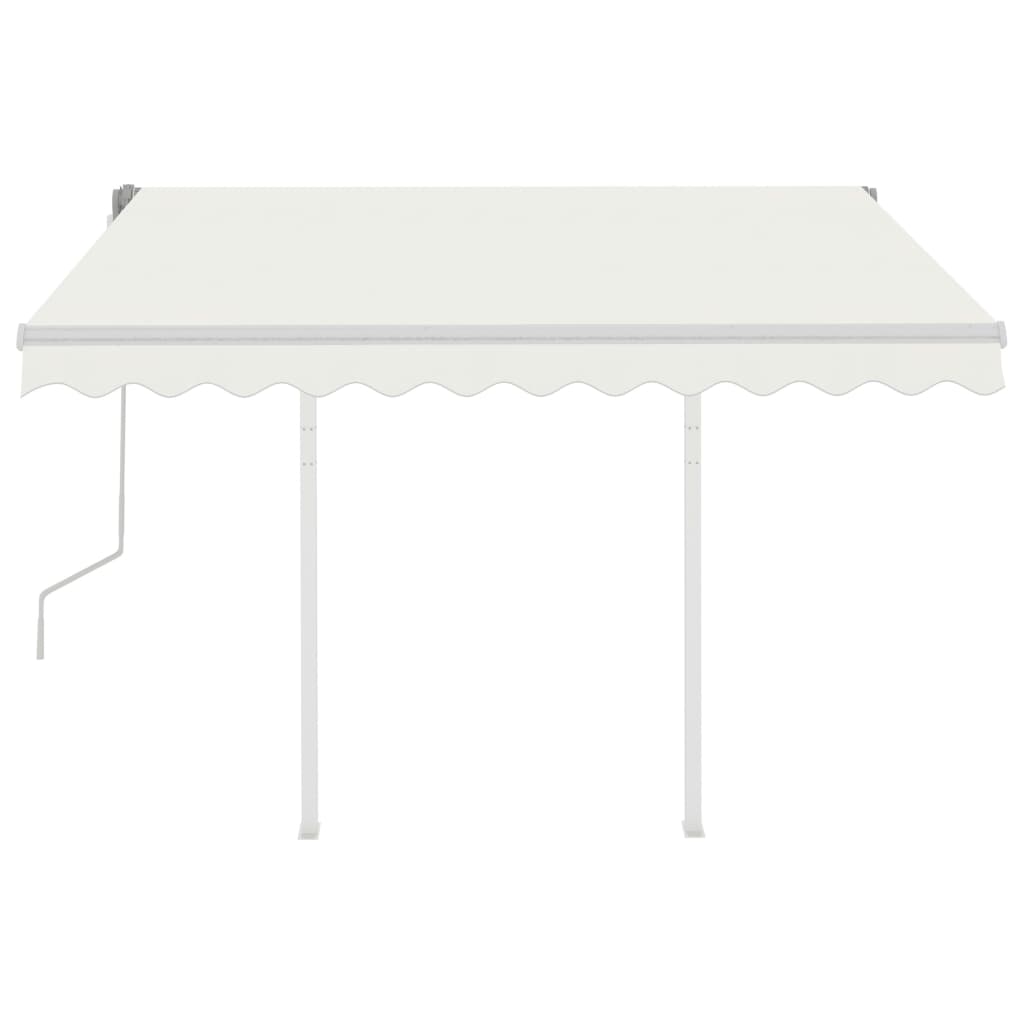 Vidaxl Luifel extensible manuellement avec des poteaux de 3,5x2,5 m crème -colored