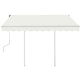 Vidaxl Luifel extensible manuellement avec des poteaux de 3,5x2,5 m crème -colored